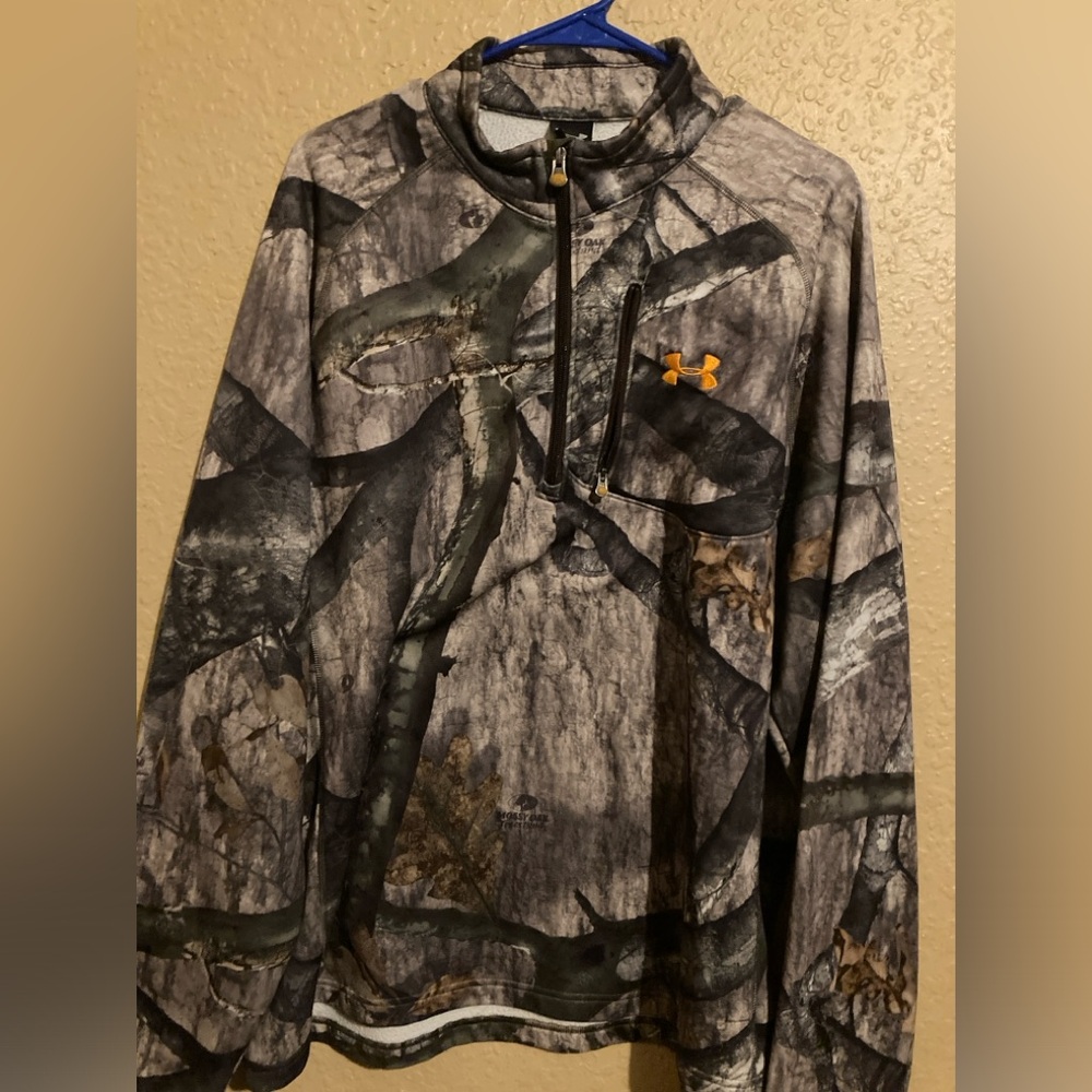 XL, camo colored, woman’s under armor jacket.